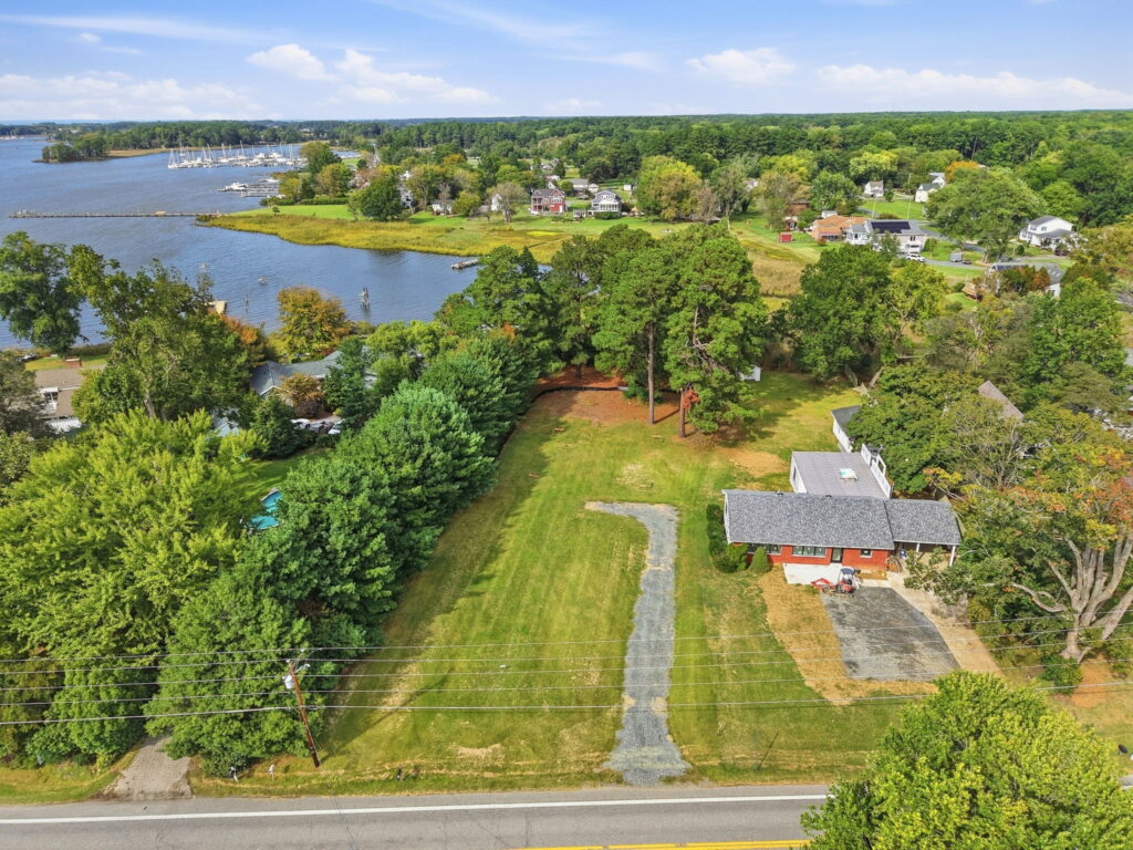 Aerial view of land for sale at 21008 Rock Hall Ave in Rock Hall, Maryland